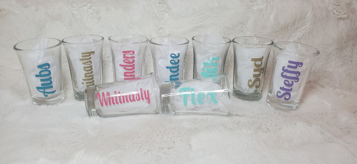 Name shot glasses
