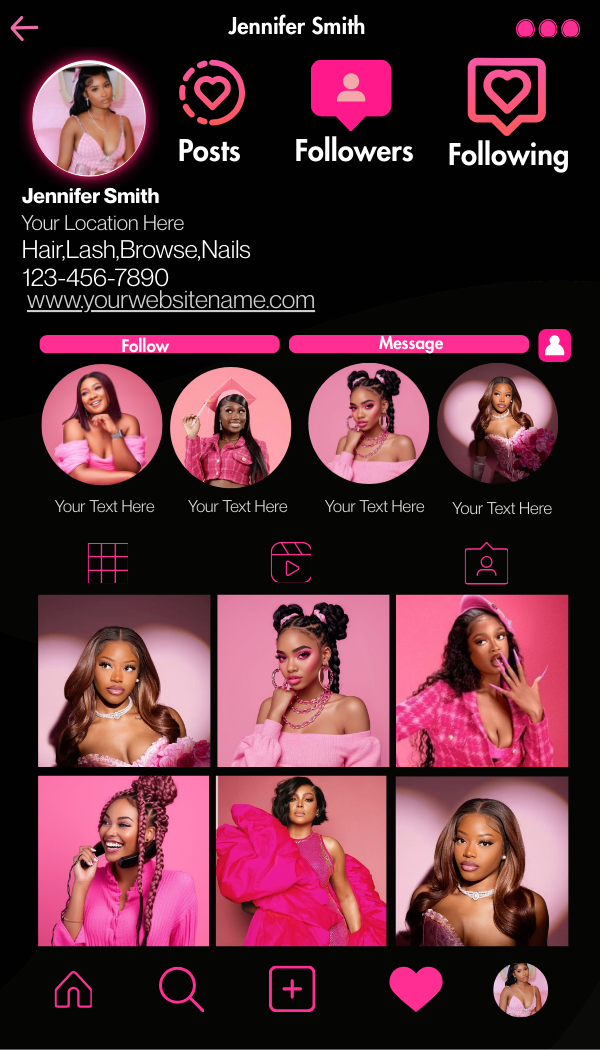Pink & Black insta business card